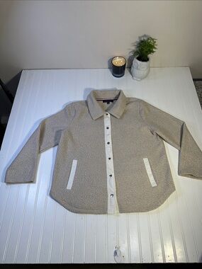 Women’s Tommy Hilfiger Cream Sherpa Jacket with White Trim Size XL